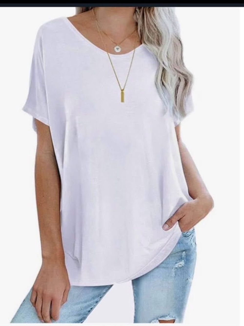 Casual Women's Short Sleeve V-Neck Top in White